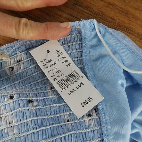 LA HEARTS BLUE CROP TOP WITH WHITE DAISIES SIZE SMALL NWT - Picture 4 of 6